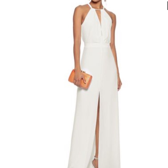 Halston Heritage Dresses & Skirts - Halston White Split-front Chiffon Gown